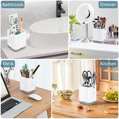 Boperzi Toothbrush Holders for Bathrooms, Detachable Electric Toothbrush Holder, Kids Toothbrush Holder Drainage, 3 slot Toothbrush and Toothpaste Holder Storage Caddy, Toothbrush Organizer White/Grey - color: Plastic White&gray