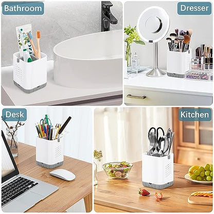 Boperzi Toothbrush Holders for Bathrooms, Detachable Electric Toothbrush Holder, Kids Toothbrush Holder Drainage, 3 slot Toothbrush and Toothpaste Holder Storage Caddy, Toothbrush Organizer White/Grey - color: Plastic White&gray