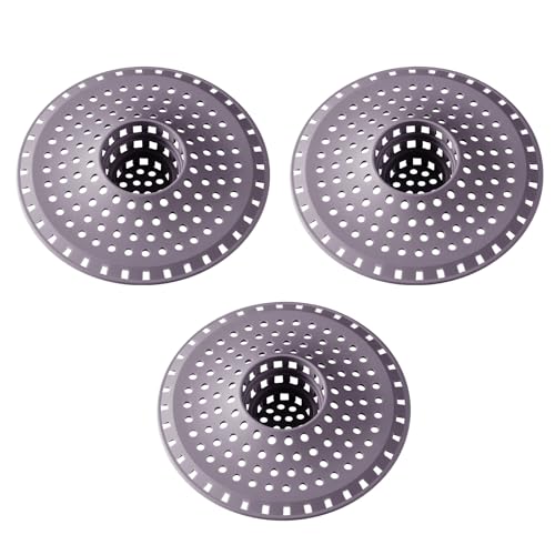 3Pcs Silicone Hair Catcher Shower Drain for Bathtub & Sink Trap/Strainer | 3 Pack Anti-Clog Collapsible Tub Protector Cover, Pet Hair Stopper fit 1 1/2" to 1 5/8'' Bathroom, Shower Stall & Sink Drains - color: Purple