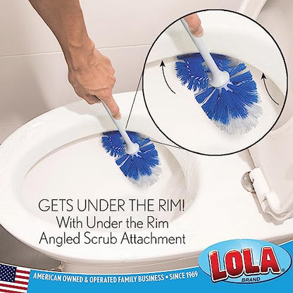 LOLA Classic Toilet Brush w/Under-The-Rim Scrubber, deep Cleans The Entire Toilet Bowl, Non-Slip Handle w/Rubber Comfort Grip, 1 Pack - size: 1 Count, style: Toilet Brush w/Under Rim