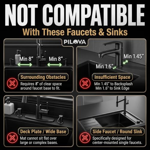 Premium Kitchen Sink Splash Guard – 16" x 5.7" Silicone Faucet Mat with Secure Pressure Clip, True 10° 3D Drainage(No Pooling), Anti-Lift Design, Flexible Leak-Sealing Ring, Non-Slip Fit Behind Faucet - size: 16" x 5.7"