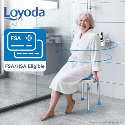 Loyoda Swivel Shower Stool for Inside Shower with Adjustable Height | Round Shower Seat, Non-Slip Feet, Tool-Free Assembly – Holds up to 300 lbs, Great for Inside Showers, FSA/HSA Eligible - color: Without Crossing Bar(light Blue)