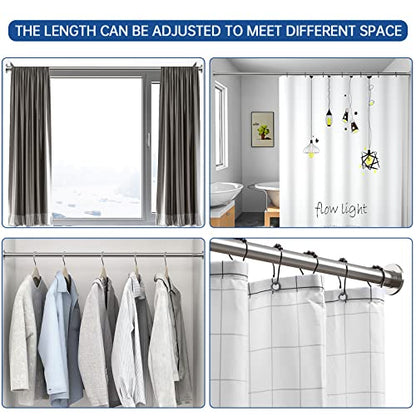 BRIOFOX Industrial Shower Curtain Rod - Rustproof Non-Slip Long Tension Shower Rod 54-90 Inch 304 Stainless Steel Tension Curtain Rod, Brushed Nickel - color: Brushed Nickel, size: 54-90 Inch