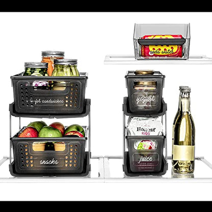 madesmart Premium Small 2 Tier Organizer, Under Cabinet Storage with Sliding Drawers, for Cleaning Supplies, Pantry, Sponges, Bottles, Adjustable Dividers & Pull Out Sliding Baskets, Carbon