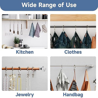 Titanker Shower Curtain Hooks Rings, Rust Resistant Metal Double Glide Shower Hooks Rings for Bathroom Shower Rods Curtains, Set of 24 Hooks - Matte Nickel - color: Matte Nickel--24pack, style: Modern