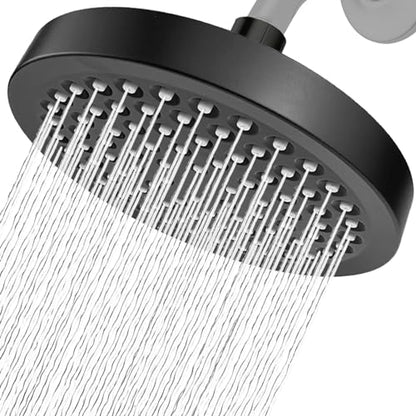 High Pressure Rain Shower Head - High Flow Rainfall Showerhead - Luxury Modern Look - Pressure Boosting Bathroom Shower Heads (6 inches, Black) - color: Matte Black