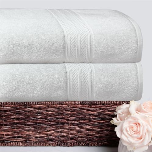 COTTON CRAFT Soft Giant Bath Sheet - 2 Pack 100% Cotton White Bath Towel | Oversized Extra Large 35x70 inches Luxurious 600 GSM Super Soft Absorbent Quick Dry Bathroom Shower Hotel Spa Towel Sheet - color: White - 2 Pack Bath Sheet