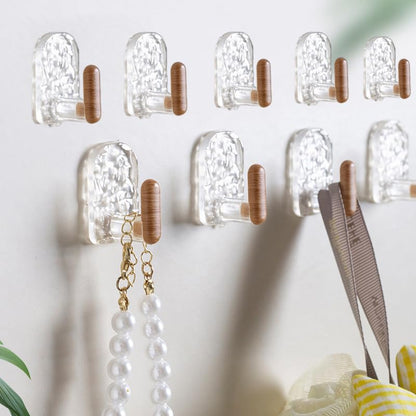 9Pcs/Set Adhesive Towel Hooks for Bathrooms, Shower, No-Drilling, Stylish Clear Wall Hooks, Stick on Towel Rack, Adhesive Hanger for Kitchen, Door, Key (Beige, 3.2x2.2cm) - color: Beige