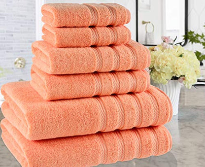 American Soft Linen 100% Carde Cotton 6 Piece Towel Set, 590 GSM Heavy Weight Soft Absorbent Turkish Towels for Bathroom, Malibu - color: Malibu
