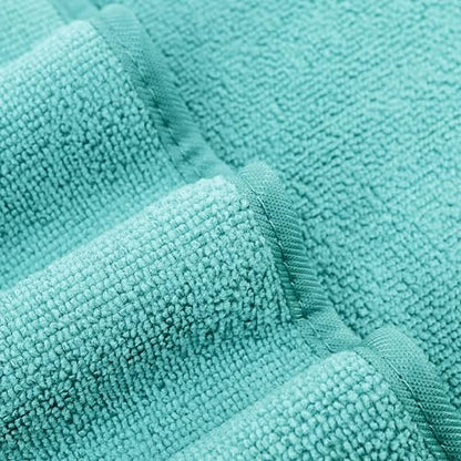 POLYTE 410 GSM Poly Blend Microfiber Quick Dry Bath Towel Set of 6 Pieces | 2-Body Towels, 2-Hand Towels, 2-Wash cloths, Oversize, Lint Free - color: Aqua