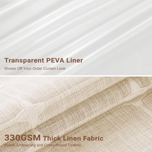 3-in-1 Stall Boho Linen Shower Curtain with Liner, 36x72, Cream/Beige | Half Size, 330GSM Linen Blend, Waterproof PEVA Liner, Heavy Duty Fabric, 6 Plastic Hooks, Modern Farmhouse, Machine Washable - color: Cream With Liner, size: 36"W x 72"L (Pack of 1)