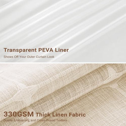 3-in-1 Stall Boho Linen Shower Curtain with Liner, 36x72, Cream/Beige | Half Size, 330GSM Linen Blend, Waterproof PEVA Liner, Heavy Duty Fabric, 6 Plastic Hooks, Modern Farmhouse, Machine Washable - color: Cream With Liner, size: 36"W x 72"L (Pack of 1)