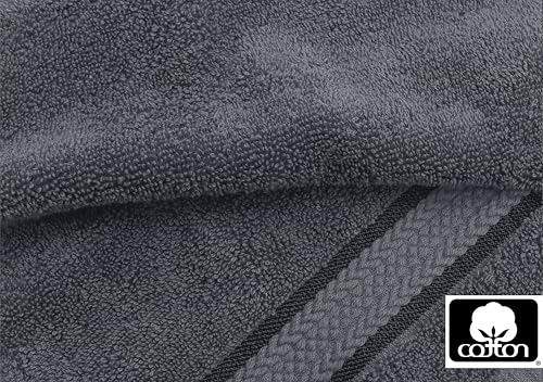 COTTON CRAFT Ultra Soft 6 Piece Towel Set - 100% Cotton Towels - Charcoal | Absorbent 580 GSM Quick Dry Everyday Premium Luxurious Bathroom Towels - 2 Large Bath Towels, 2 Hand Towels, 2 Washcloths - color: Charcoal, size: 6 Piece Towel Set