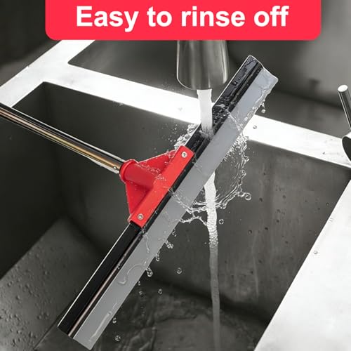 17" Heavy Duty Floor Squeegee with 40.8 Inch Long Handle, Suitable for Bathroom Tiles, Garage Concrete Floors, Shower Glass & Windows Cleaning