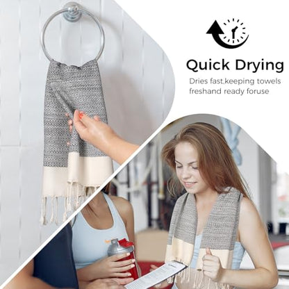 cabanana Hand Towels for Bathroom - 2-Pack,16x40 Inch-100% Cotton,Turkish Bathroom Hand Towels,Super Absorbent & Quick-Dry Soft for Bath, Kitchen, Spa, Face, Hair, Dishcloth (Light Quarry) - color: Z Diamond Light Quarry 16x43