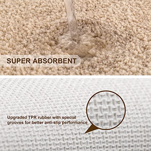 VANZAVANZU Bath Mats Non Slip Ultra Soft Absorbant Microfiber Fluffy Thick Bathroom Rugs Machine Washable (20"x32", Beige) - color: Beige, size: 20"x32"