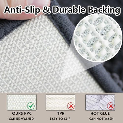 Bathroom Rug Sets 2 Piece, Extra Thick and Absorbent, Non-Slip, Machine Washable, Dry Quckily, Soft Cozy Plush, Used Under Shower Bathtub and Sink, Dark Grey - color: Dark Grey, size: 20 x 32 inch + 20 x 20 inch (U-Shape)
