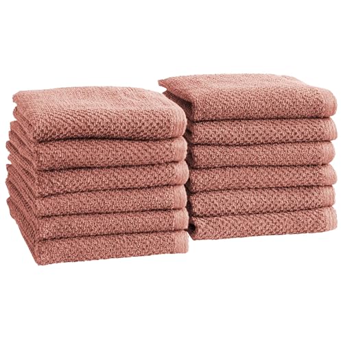 Great Bay Home 100% Cotton 12-Pack 13x13 Wash Cloth - Absorbent, Quick-Drying, Durable Face Towels for Bathroom Decor - Low-Twist, Two-Ply Fibers (Desert Rose) - color: 06 Desert Rose, size: Washcloth (Pack of 12)