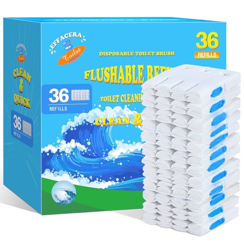 36 Count Flushable Toilet Bowl Cleaner Refills, Toilet Cleaner Refill Pads | Flushable, Disposable, Toilet Fresh, Bathroom Toilet Brush Refills, Accessories Supplies Starter Kit, Ocean Scent, No Handle - color: Blue - 36 Refills (Ocean Scent)
