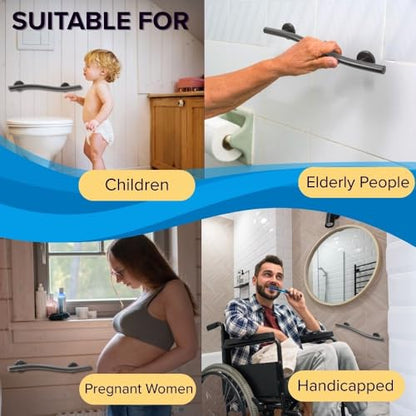 Wave Grab Bar for Bathroom Shower Toilet Steps Home/304 Stainless Steel/Oil Rubbed Bronze/Right/ 24" - color: Oil Rubbed Bronze, Right Hand, size: 24 in.