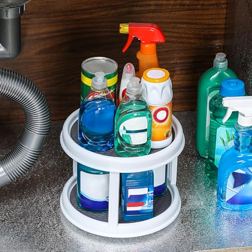 2 Pack, 2 Tier 10" Turntable Lazy Susan Spice Organizer - Rotating Seasoning Rack Spinner for Pantry Cabinet Kitchen Countertop, Table Top Organizing - Multiuse Two Tier Rotating Organization Rack - size: 10 inch - 2 Tier - 2 Pack
