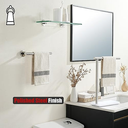 JQK Hand Towel Holder Towel Ring Chrome, 10 Inch Thicken 0.8mm 304 Stainless Steel Bathroom Hand Towel Bar, 9 Inch Useable Length Wall Mount Towel Rack Hanger, Polished Steel, THH110L9-CH - color: Polished Steel