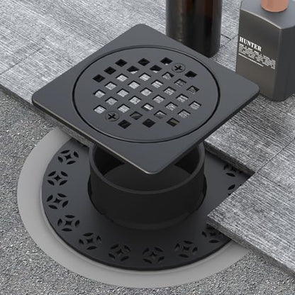 4 Inch Drain Grate Kit, Square Shower Floor Drain SS304 Stainless Steel | Compatible with Schluter Kerdi Drain Flange, Height Adjustment Collar and Ring - Matte Black - color: Matte Black