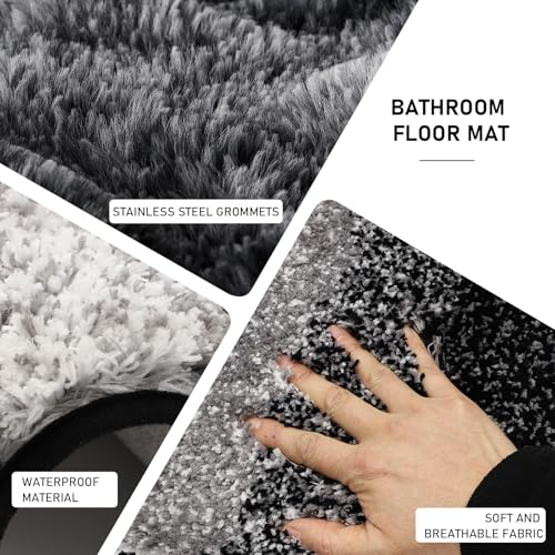 XLHOMO Black Bathroom Accessories Set with Wicker Trash Can Shower Curtain and Rugs,Bathroom Sets Small Waste Basket Bathroom Trash Can for Bedroom Bathroom - size: Wicker Bathroom Set+Shower Curtain+Bath Rugs, style: Black