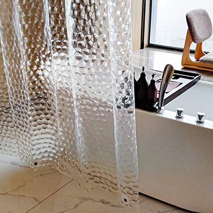 NTBAY EVA Shower Curtain Liner, 72 x 72, 6 Gauge, Clear Water Cube | Water-repellent EVA Liner with 3 Bottom Magnets, 12 Reinforced Grommets, and 12 Plastic Hooks - color: Clear Water Cube, size: 72"W x 72"L (Pack of 1)