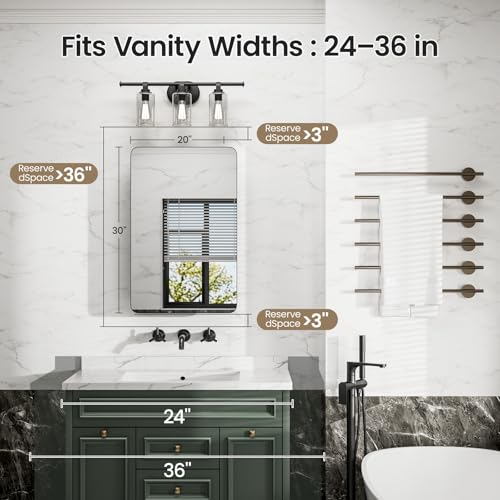 20x30 Black Medicine Cabinet with Mirror, Recessed & Surface Mount | Bathroom mirror with storage: 6 adjustable shelves fit tall bottles; DTC soft-close hinges; rust-resistant aluminum - size: 20" x 30"
