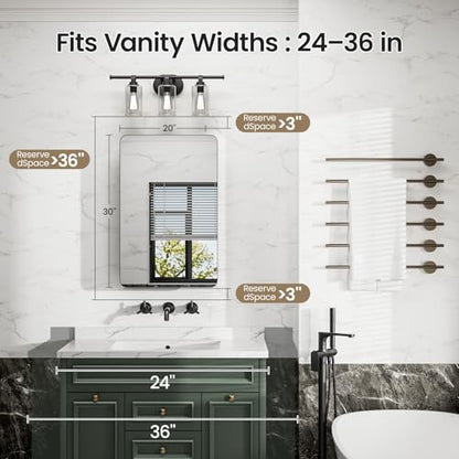 20x30 Black Medicine Cabinet with Mirror, Recessed & Surface Mount | Bathroom mirror with storage: 6 adjustable shelves fit tall bottles; DTC soft-close hinges; rust-resistant aluminum - size: 20" x 30"