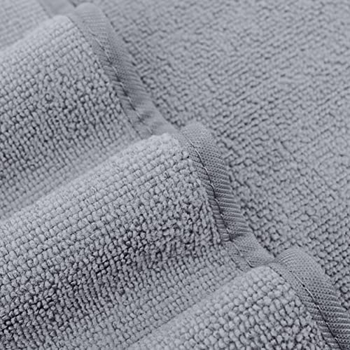 POLYTE 330 GSM Poly Blend Microfiber Quick Dry Bath Towel, 30x57 in, 4 Pack | Oversize, Lint Free, Lightweight, Body Towel - color: Gray