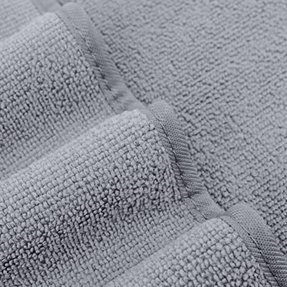 POLYTE 330 GSM Poly Blend Microfiber Quick Dry Bath Towel, 30x57 in, 4 Pack | Oversize, Lint Free, Lightweight, Body Towel - color: Gray