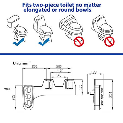 Dual Nozzle Hot and Cold Bidet- Self Cleaning Hot and Cold Water Bidet Non-Electric Mechanical Bidet Toilet Attachment - with Temperature (Silver)