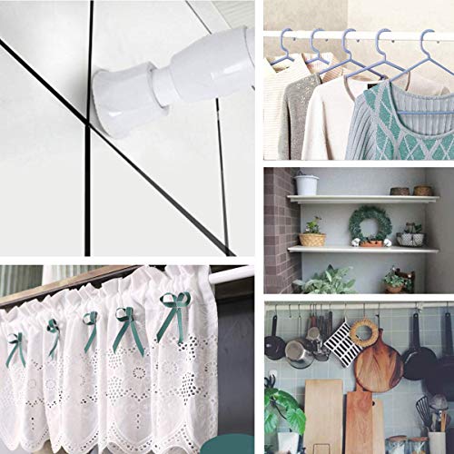2 Pack Small Tension Rods 15.7 in to 28 Curtain Rods Window Rods in Extendable Width Spring Cupboard Bars for Kitchen Utensils, Closet, and Cabinet, Fit in The Spaces to Stay Up - color: White, size: 15.7" to 28"-2PCS