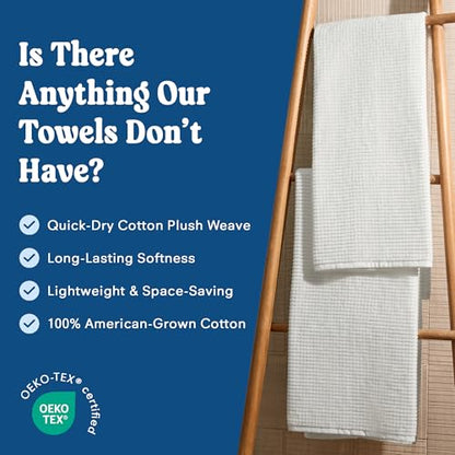 ONSEN Sculpted Terry Bath Towels, 100% American Cotton, Quick Dry Lint Free, Lightweight Absorbent Bath Towel Set with Hanging Loop, 28x55 in (White, 2X Bath Towel) - color: White, size: 2x Bath Towel