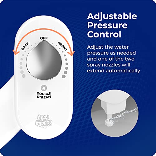 Squatty Potty Refresh-it Dual Stream Fresh Water Toilet Bidet Non Electric | Seat Attachment - Non Electric - with Adjustable water Pressure and Front and back washing Adjustments