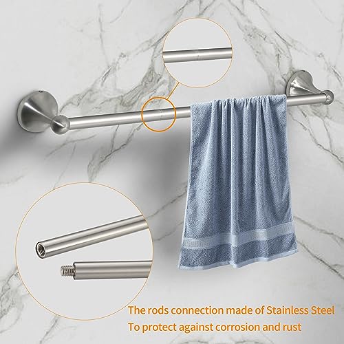 8 Pieces Bathroom Hardware Set Brushed Nickel Adjustable Expandable Towel Bars Towel Ring Wall Mount Toilet Paper Holder Towel Hooks Towel Racks Hand Towel Holder Bathroom Accessory Set - color: 8 Pcs Brushed Nickel