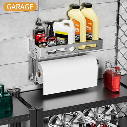 Stylish Kitchen Paper Towel Holder with Shelf - Adhesive Hand Towel Holder | Wall Mount Toilet Paper Holder Rack for Bathroom, Rust-Resistant Matte Grey Finish for RV , Easy One-Handed Operation Design - color: Gray