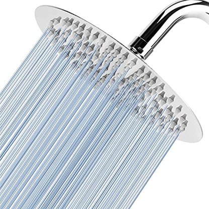 Voolan High Pressure Rain Shower Head - Rainfall Shower head Made of All Metal Stainless Steel - Comfortable Shower Experience Even at Low Water Flow (8 Inch, Chrome) - color: Chrome, size: 8 Inch