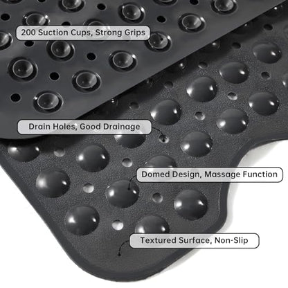 Tree Bud Bathtub Mats for Shower Tub Non-Slip Bath Mat 39 x 16 Inch Extra Long Shower Mat, Bath Tub Mat for Bathroom with Machine Washable, BPA Free for Kids (Black) - color: Black