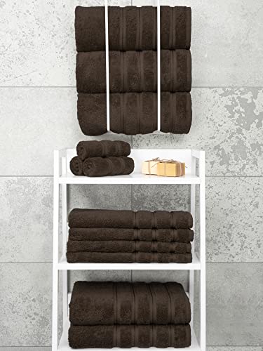 American Soft Linen 100% Cotton Luxury Turkish Towels, 4 PC Bath Towel Set | Soft Absorbent Quick Dry OEKO Tex Standard 100 Certificated Durable Machine Washable Premium Hotel Quality - color: Chocolate Brown, size: 27"x54"