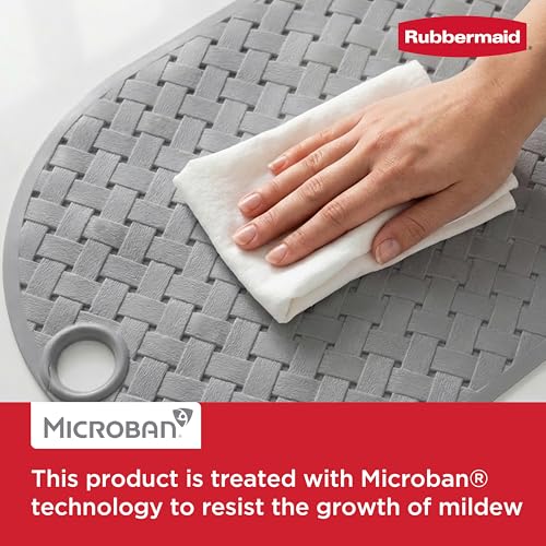 Rubbermaid INSTAMAT Bath Tub Shower Mat, Non-Slip Tub Mat with Suction Cups, Bath Mat Hangs on Showerhead for Quick Dry, 27.2 x 15.2 Inch, BPA-Free, Easy to Clean, for Inside Tub or Shower, Grey - color: Grey
