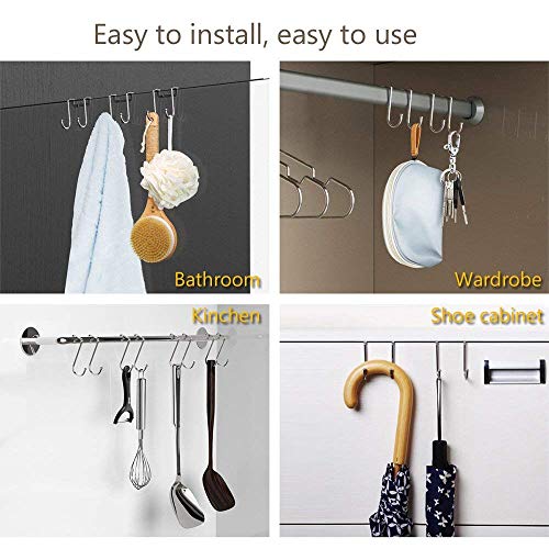 Over Cabinet Drawer Double Hooks 304 Stainless Steel Narrow Door Hook for Kitchen, Bathroom, Drawer, Wardrobe Door, Cabinet Door, Office Cubicle Partition Hook Pack of 4