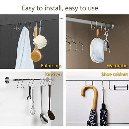Over Cabinet Drawer Double Hooks 304 Stainless Steel Narrow Door Hook for Kitchen, Bathroom, Drawer, Wardrobe Door, Cabinet Door, Office Cubicle Partition Hook Pack of 4