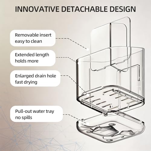 2-Slot Electric Toothbrush Holder Wall/Counter, No-Drill | Self-adhesive waterproof, Drainage holes, Keeps dry, Fits counter/wall, For bathroom vanity,, Small Size - size: Small
