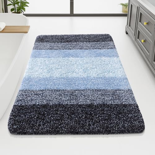 Arotive Microfiber Bathroom Rugs, Shaggy Soft and Absorbent Bath Rug, Thick Plush Machine Washable Dry Bath Mats for Bathroom, Tub and Shower, 70x46, Blue, Rectangular - color: Blue, size: 70" X 46"