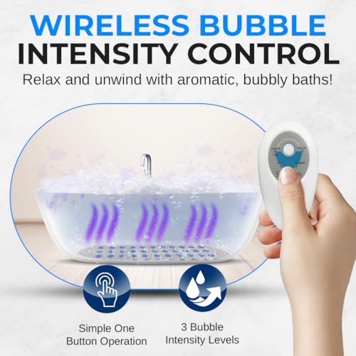 SereneLife Bubble Bath Mat, Bathtub Mat with Air Massage and Remote Control, Waterproof, Non-Slip, Adjustable Bubble Intensity, Aroma Diffuser, 47x14.2 Inch Full Body Spa Massager