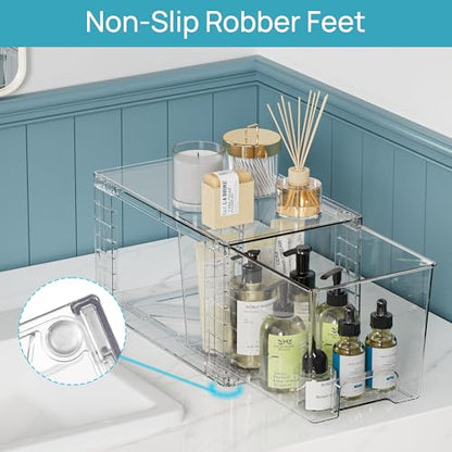 Vtopmart Clear Stackable Storage Drawers, 6 Pack Tall Organizer Set | Tall, Medium and Small Pull-Out PET Drawers with Stackable Design for Bathroom Under-Sink Storage and Vertical Organization - style: 2 Large+2 Medium+2 Small