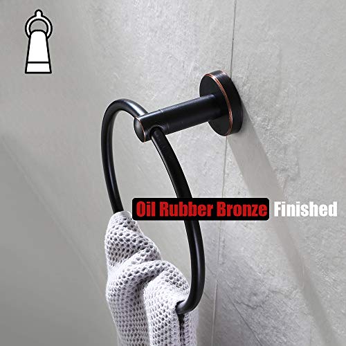 JQK Towel Ring Oil Rubbed Bronze, Stainless Steel Hand Towel Holder for Bathroom, ORB Wall Mount, TR130-ORB - color: Oil Rubbed Bronze